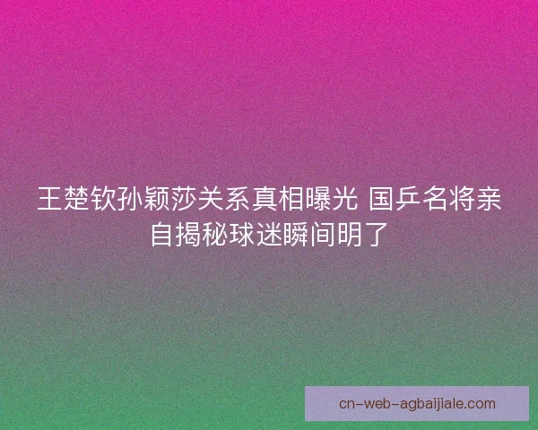 王楚钦孙颖莎关系真相曝光 国乒名将亲自揭秘球迷瞬间明了 王楚钦孙颖莎关系真相曝光 国乒名将亲自揭秘球迷瞬间明了