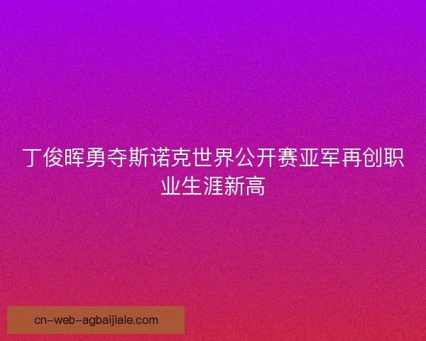 丁俊晖勇夺斯诺克世界公开赛亚军再创职业生涯新高