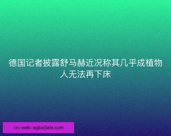 德国记者披露舒马赫近况称其几乎成植物人无法再下床